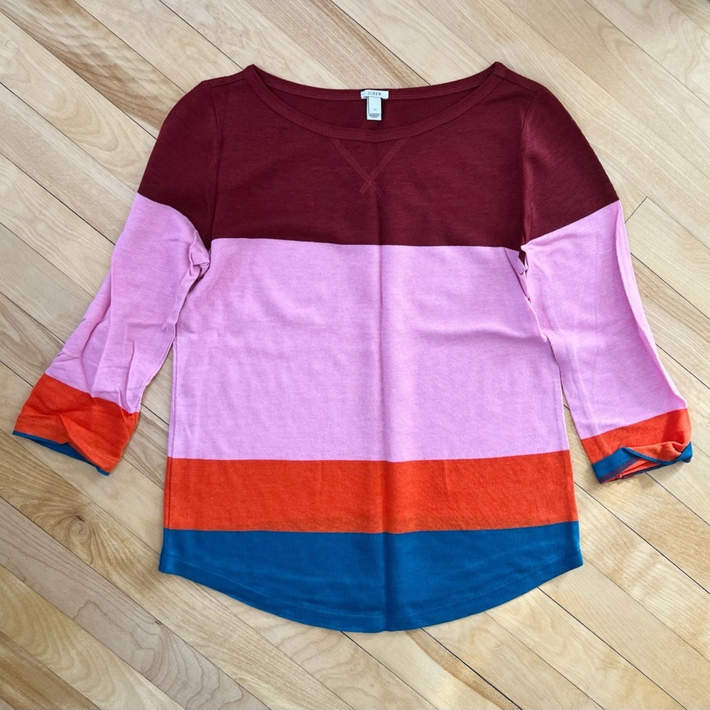J. Crew Linen Color Block Shirt - Size XS